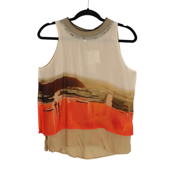 NWT Anthropologie Bl-nk High Desert Blouse size Small Sleeveless Orange Beaded - Picture 16 of 16